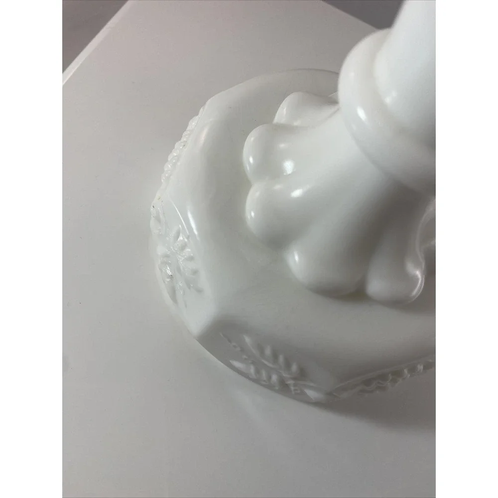 Vintage Westmoreland Milk Glass Candlestick‎ MCM Paneled Grapes Vines - Single